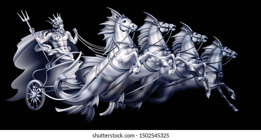 Chariot of Neptune on a black background