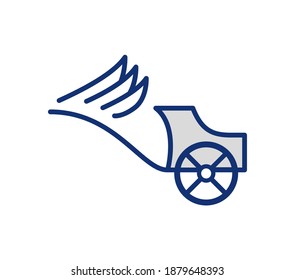 A chariot with wings. Symbol, icon