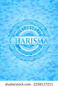 Charisma light blue emblem with mosaic background. 