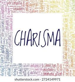 Charisma-Wortwolken-Konzeptentwurf einzeln auf weißem Hintergrund.