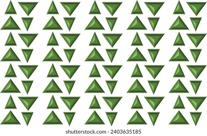 Charismas green color triangle, up and down arrow patter design for fabric print, 3d Patter on white background