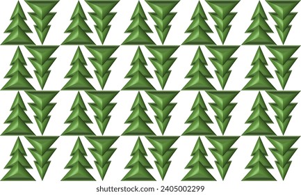 Charismas green color triangle, up and down arrow patter design for fabric print, 3d Patter on white background
