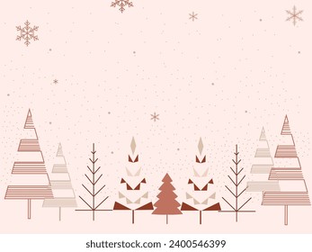 charismas vintage background design with Nordic patterned trees. vector illustration for textile prints and wallpaper   