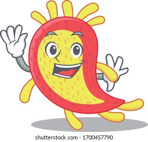 A charismatic azorhizobium caulinodans mascot design style smiling and waving hand