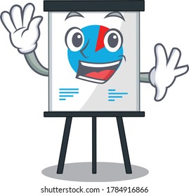 A charismatic corona graph mascot design style smiling and waving hand