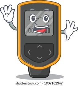 A Charismatic Dive Computer Mascot Design Concept Smiling And Waving Hand