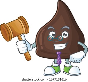 Charismatic Judge chocolate conitos cartoon character design with glasses