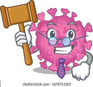 Charismatic Judge corona virus organic cartoon character design wearing cute glasses