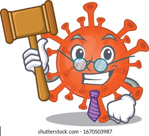 Charismatic Judge deadly corona virus cartoon character design wearing cute glasses