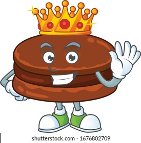 A Charismatic King of chocolate alfajor cartoon character design