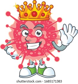 A Charismatic King of coronavirus emergency cartoon character design