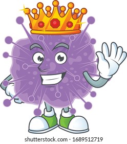 A Charismatic King of coronavirus influenza cartoon character design