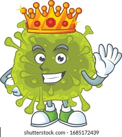 A Charismatic King of coronavirus spread cartoon character design