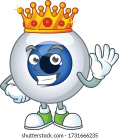 The Charismatic King of human eye ball cartoon character design wearing gold crown