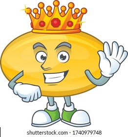 The Charismatic King of oil capsule cartoon character design wearing gold crown