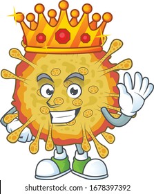 A Charismatic King of outbreaks coronavirus cartoon character design
