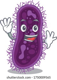 A charismatic lactobacillus rhamnosus bacteria mascot design style smiling and waving hand