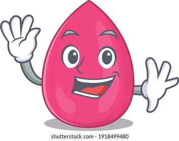 A charismatic makeup sponge mascot design concept smiling and waving hand. Vector illustration