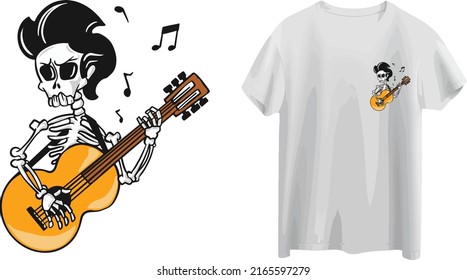 Charismatic man skull playing guitar