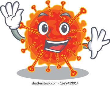 A charismatic riboviria mascot design style smiling and waving hand