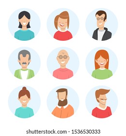 Charismatic smilling people avatar icons. Vector illustration of flat design people characters.