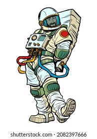 Charismatic smug handsome The characteristic emotional pose of a astronaut man