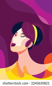 Charismatic woman character illustration design. Modern character design. Woman character design template, Colorful for Web Design, Landing Pages, banners, posters and Printables.