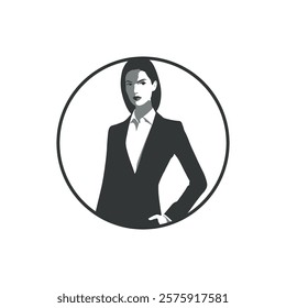 Charismatic Woman Icon in a Neat Suit