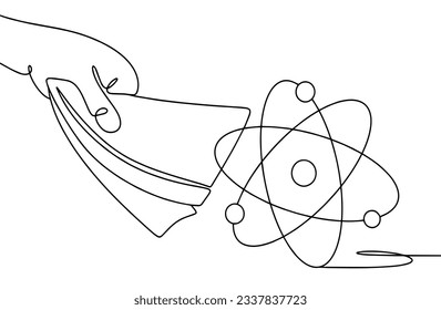 Contribución benéfica al desarrollo de la ciencia. Día Internacional de la Caridad. Un dibujo de línea para diferentes usos. Ilustración vectorial.