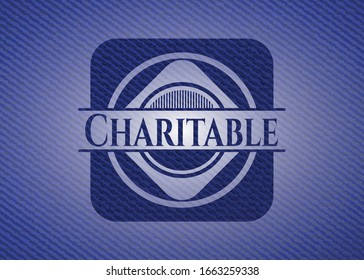 Charitable with denim texture. Vector Illustration. Detailed.