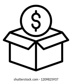 Charitable dollars in a box to donate fundraising 