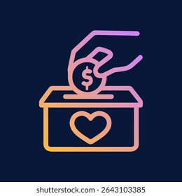 Charitable donation illustration with heart symbol. Icon symbol illustration