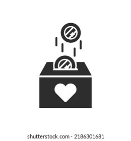 Charitable Donation Of Money Icon. Monochrome Black And White Symbol. Vector Illustration