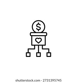 Charitable Donation Network Outline Icon For Philanthropic Financial Support