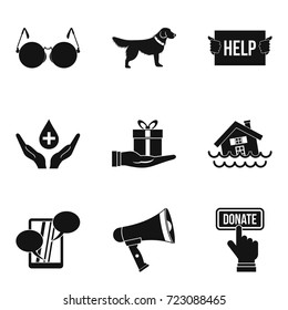 Charitable foundation icons set. Simple set of 9 charitable foundation vector icons for web isolated on white background