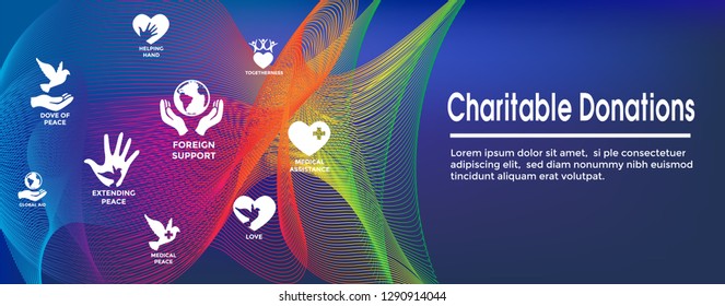 Encabezado de donaciones y donaciones benéficas - Banner e icono
