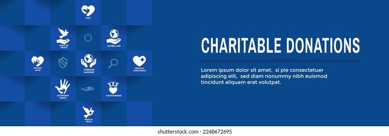 Charitable Giving Donations Icon Set and Web Header Banner