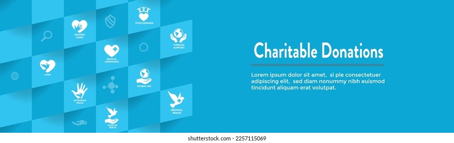 Charitable Giving Donations Icon Set and Web Header Banner