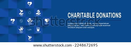 Charitable Giving Donations Icon Set and Web Header Banner