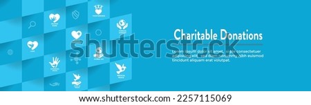 Charitable Giving Donations Icon Set and Web Header Banner