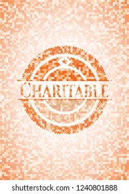 Charitable orange mosaic emblem with background