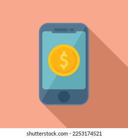 Charitable smartphone icon flat vector. Donate help. Hand giving