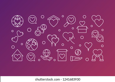 Charitable Trust Vector Bright Banner In Outline Style On Dark Background