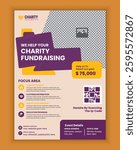 Charity activities, donation campaign flyer design, or Fundraising event poster template