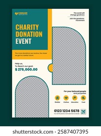 Charity activities, donation campaign flyer design, or Fundraiser Poster template