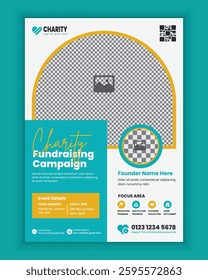 Charity activities, donation campaign flyer design, or Fundraising event poster template