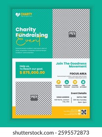 Charity activities, donation campaign flyer design, or Fundraising event poster template
