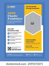  Charity activities, donation campaign flyer design, or Fundraiser Poster template, donation concept flyer design