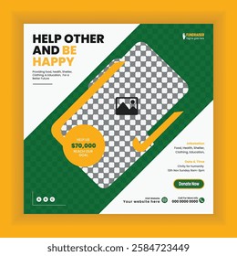 Charity Activity  Square Social Media Post Template or ngo donation Campaign online banner design