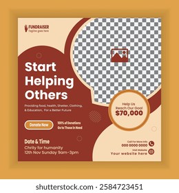 Charity Activity  Square Social Media Post Template or ngo donation Campaign online banner design